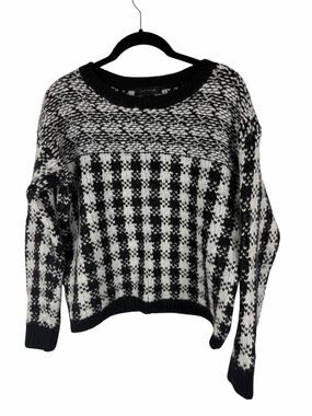 Ann Taylor black and white checkered sweater